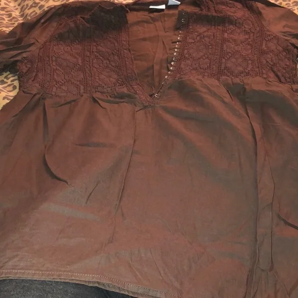 Caribbean Joe size large brown long sleeve top 100% cotton NWOT - Picture 8 of 10